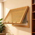Electrical Panel Cover Ventilated Rattan Weave Breaker Box Cover Wood Frame Fuse Box Concealer with Hook, Hydraulic Circuit Breaker Panel, Electrical Panel Cover(WXL-65 x 55CM-25.6 x 21.7)