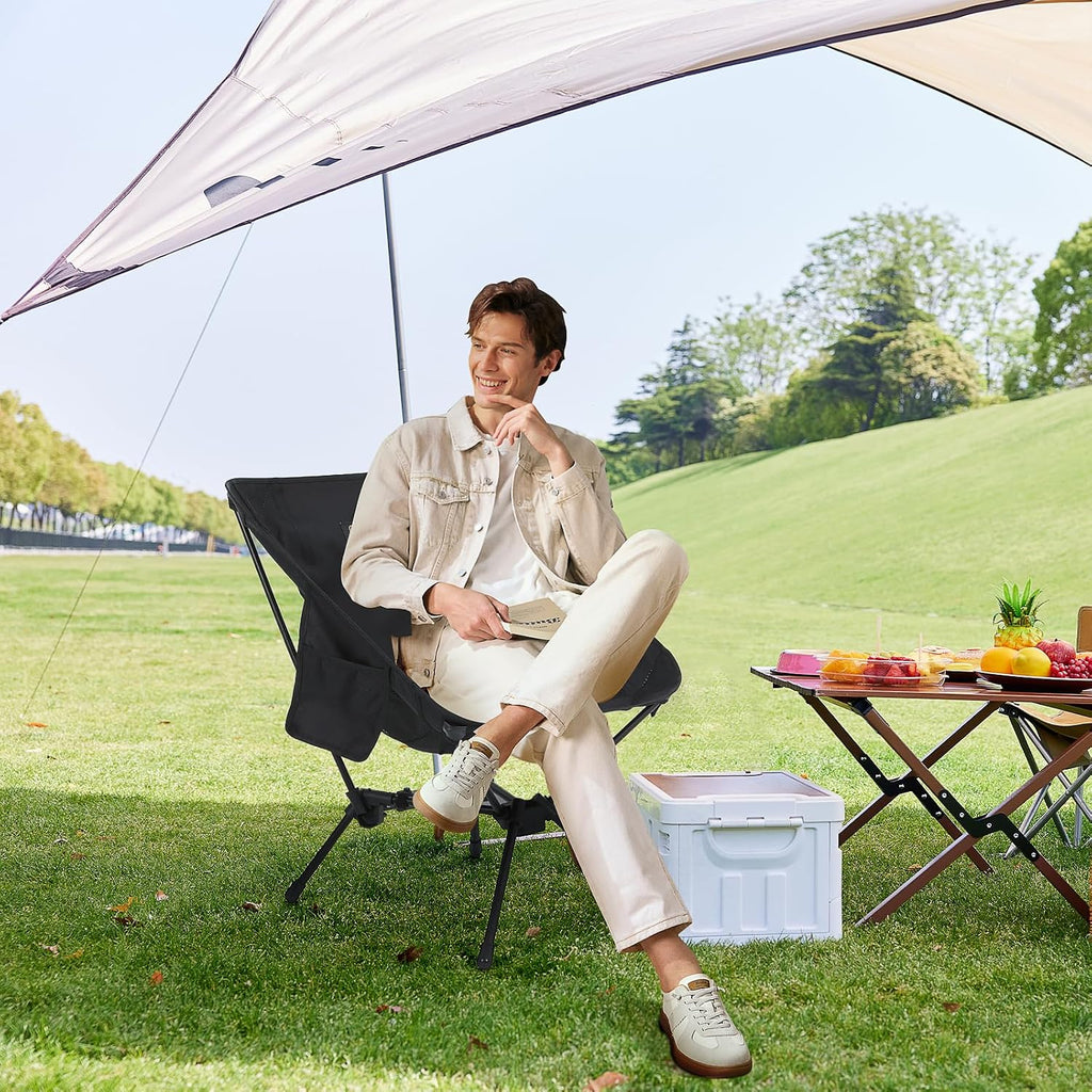 Nice C Camping Chair with Canopy, Compact Chair with Shade, Ultralight Umbrella Fishing Chairs, Portable Backpack Chairs, Lightweight, Travel, Picnic, Festival, Hiking, Sports (2 Pack Black)