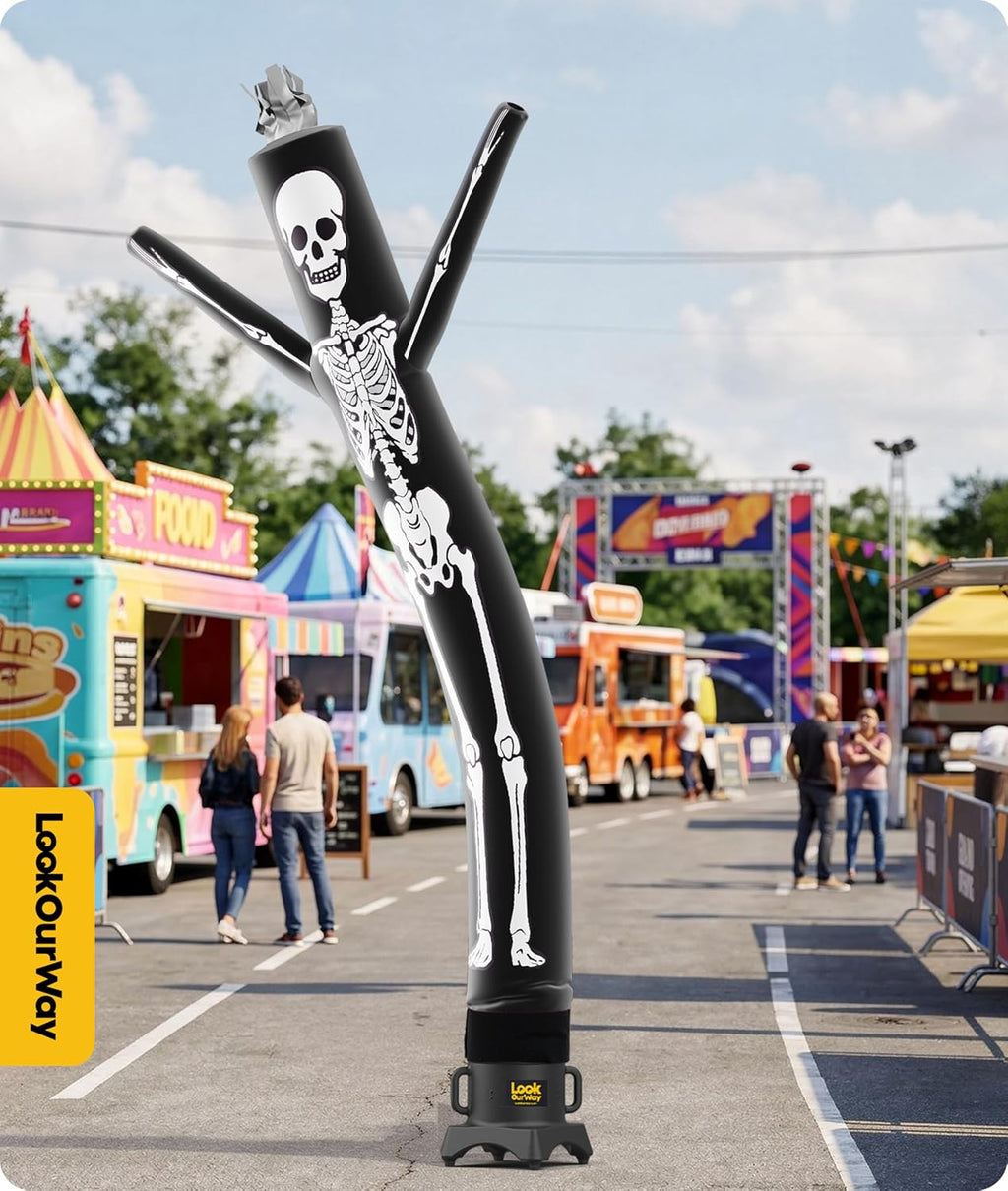 LookOurWay 10ft Skeleton Air Dancers Inflatable Tube Man Attachment | Halloween Inflatables Outdoor Decoration | Wacky Waving Halloween Blow Up for Yard Display or Business (Blower Not Included)
