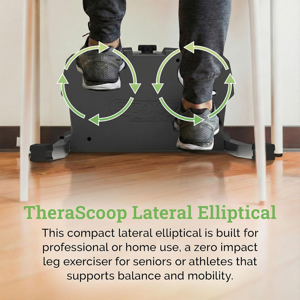 TheraScoop Lateral Elliptical | Compact Lateral Trainer | Professional Grade Under Desk Exercise Equipment | Zero Impact Leg Exerciser for Seniors or Athletes | Balance & Mobility Leg Exercise Machine