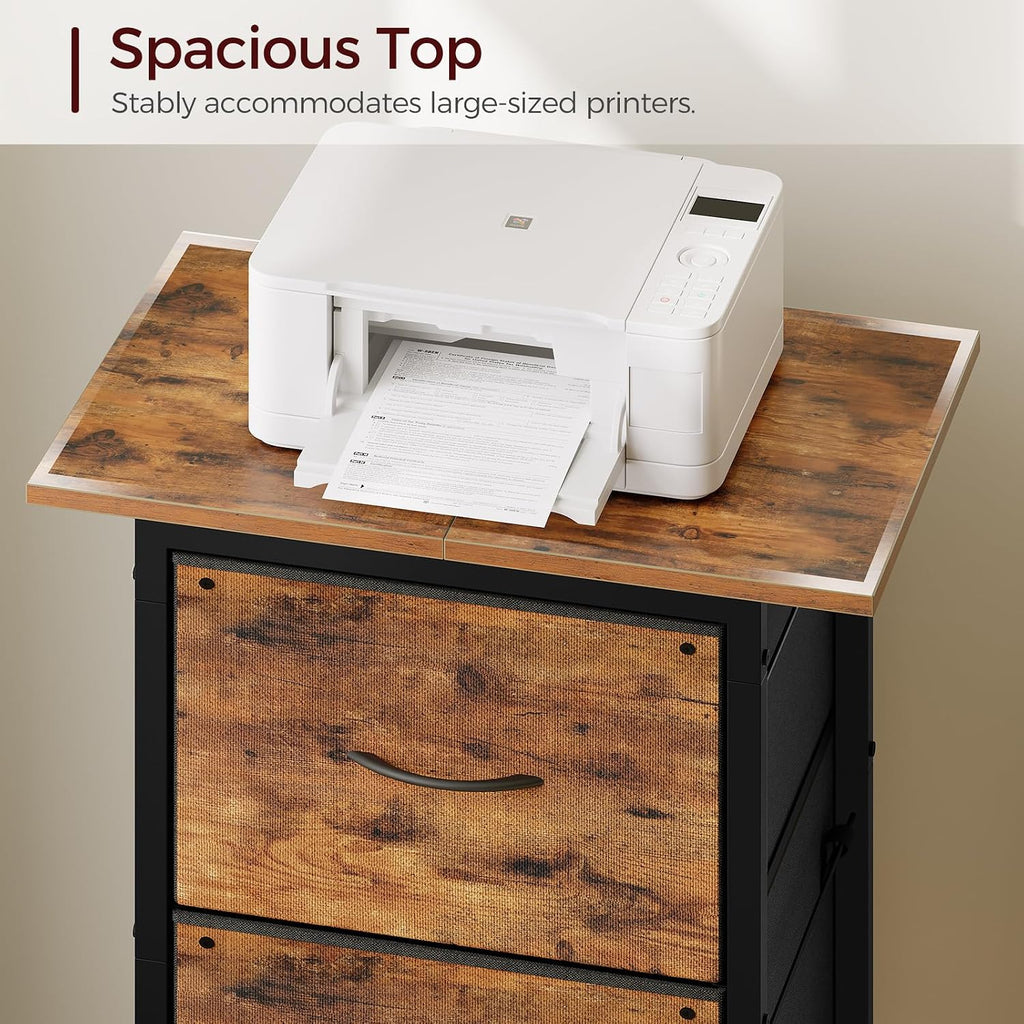 MAHANCRIS Mobile Printer Stand and File Cabinet Bundle, 3-Tier Industrial Printer Cart with Power Outlets and 2 USB Ports, Wheeled Vertical File Cabinet, PTHR78E01-FCHR5901