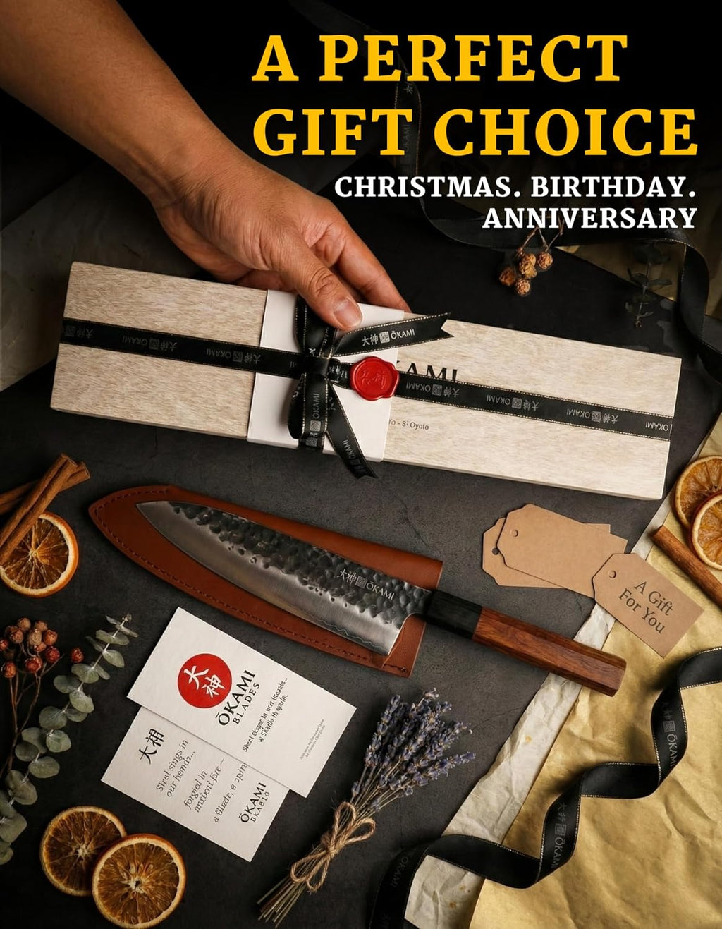 Classic Chef Knife 8 Inch – Japanese AUS 8 Steel Gyuto Knife, Ultrasharp & Perfectly Balanced Kitchen Knife with Rosewood & Ebony Handle for All Your Kitchen Tasks