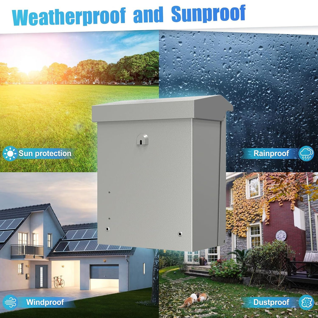 RV Outlet Box with Lighting System Current Indicator 50/30/20 Amp Trailer RV Accessories Electrical Temporary Power Panel Small Metal Sub Breaker Box Waterproof Outdoor Receptacle Camper Home Upgrades