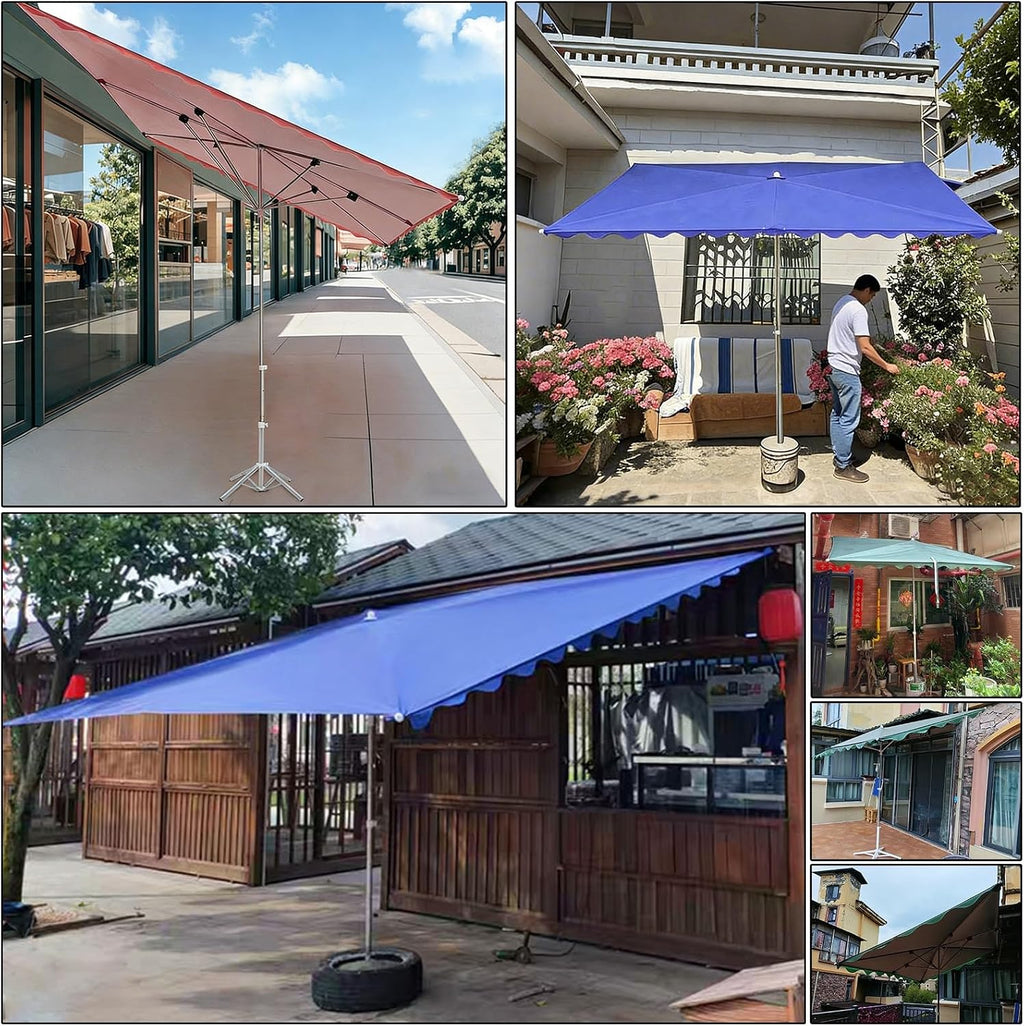 LXLZYXSF Tilted Large Commercial Umbrella for Storefronts/Stalls, Patio Outdoor Market Umbrellas with Base, Adjustable Height Temporary Canopy