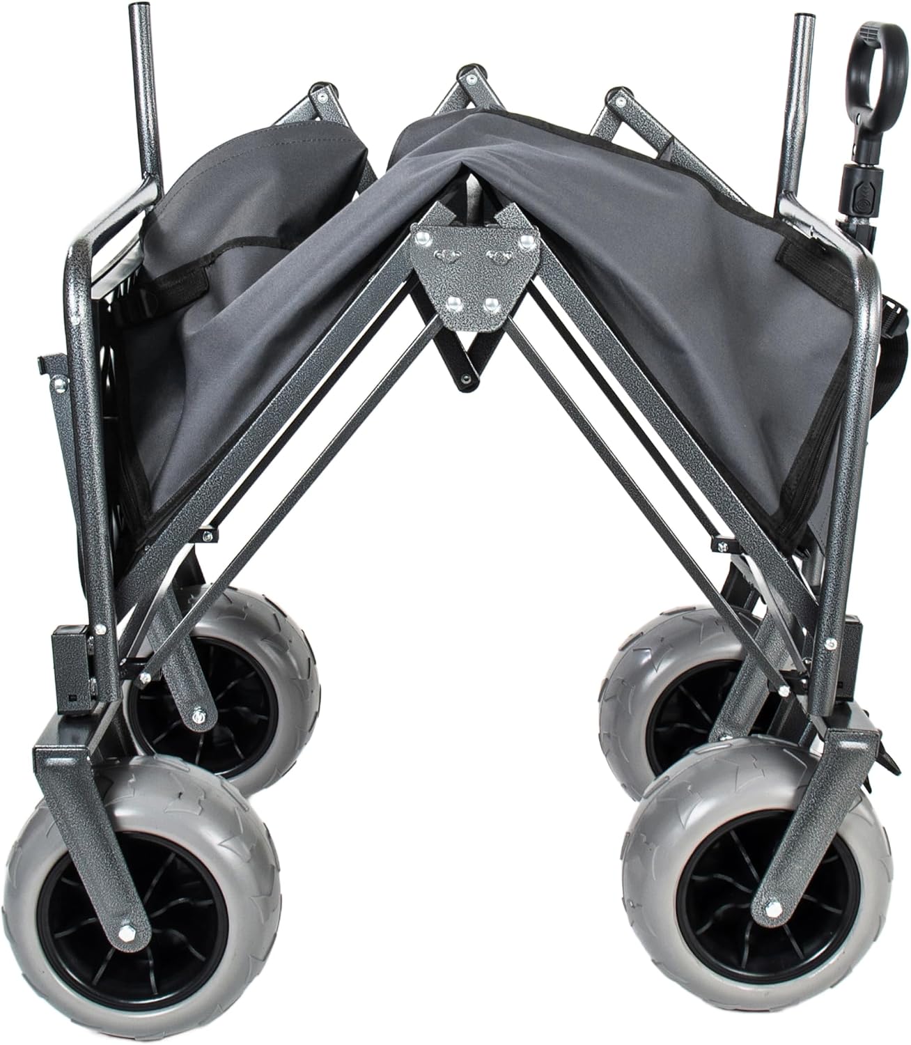 Convertible Folding Wagon Cart with Bench Seat & Rear Table, 500lbs Capacity Heavy-Duty 3-in-1 Collapsible Wagon for Camping, Garden & Outdoor Events (Gray)