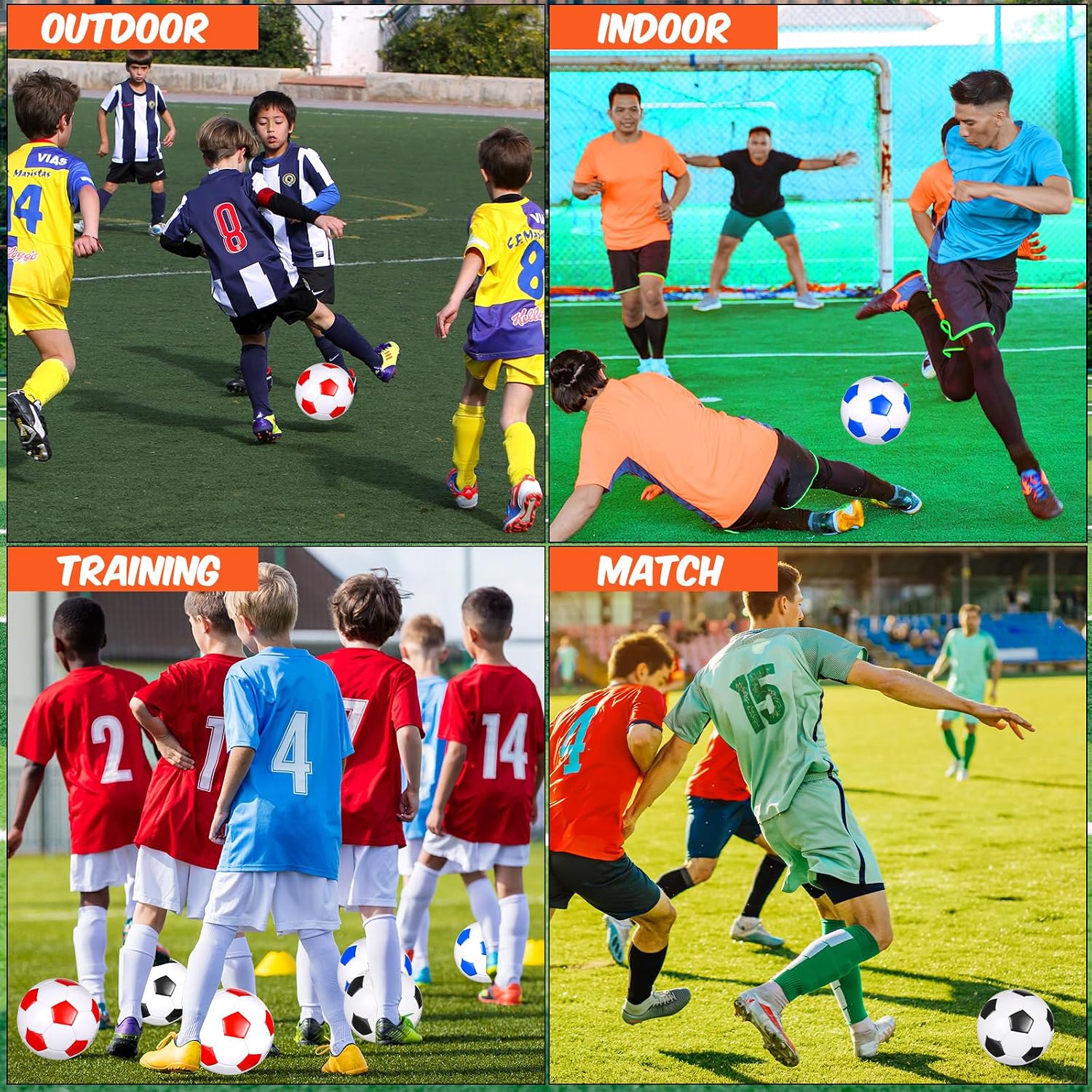 Jenaai 24 Pcs Deflated Soccer Balls with Pump Bulk Official Size Soccer Ball for Teen Adult Kid Indoor Outdoor Outside Sport Training Party Gift Christian Charity Donation Youth Gift