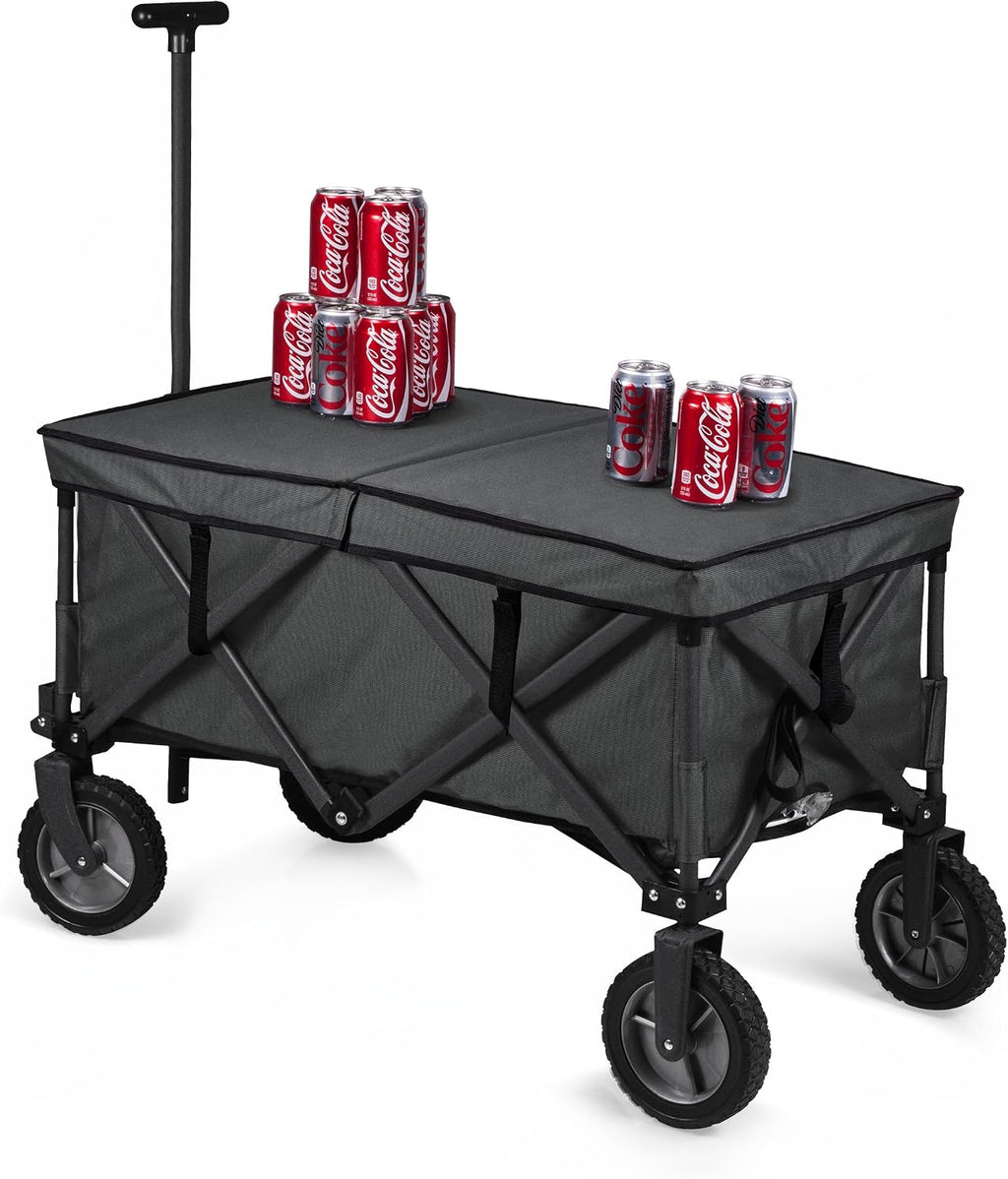 PICNIC TIME Brand Adventure Wagon Elite Folding Wagon With Table Top Lid & Soft Cooler Liner