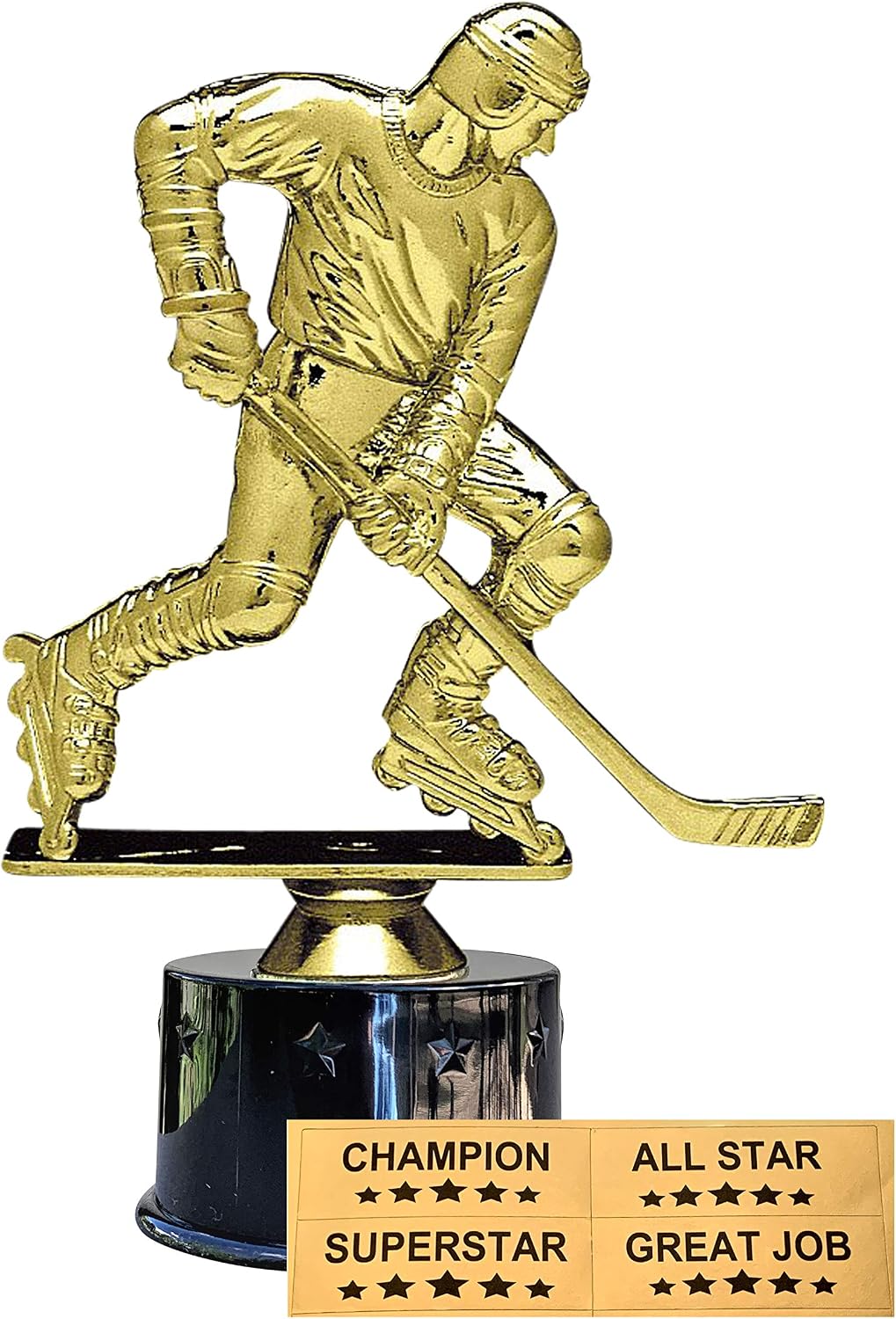 Express Medals Roller Blade Street Hockey Award Trophy Party Favor Gift Prize Including 4 Gold Color Decals to Custom Personalize The Black Round Base