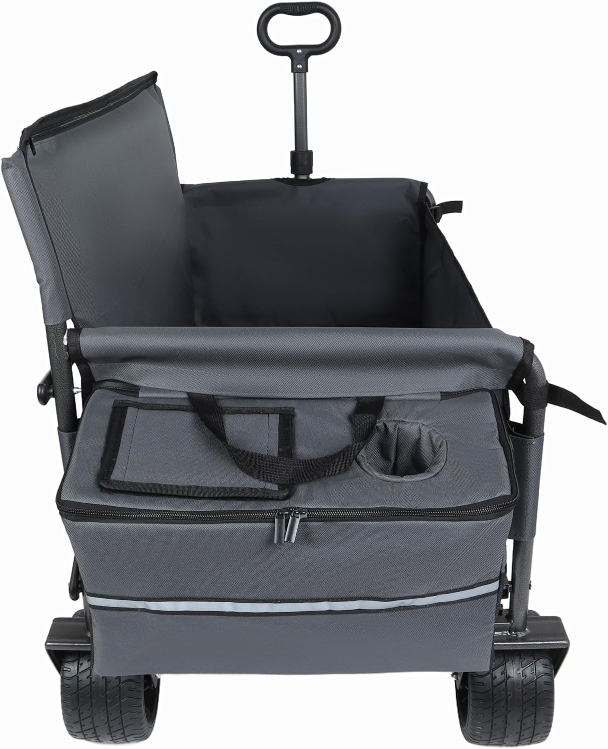 3-in-1 Folding Wagon with Bench Seat - 500LB Capacity, 180L Storage, All-Terrain Wheels, Compact Fold, Includes Ice Pack, for Camping, Beach, Sports, Garden (Gray)