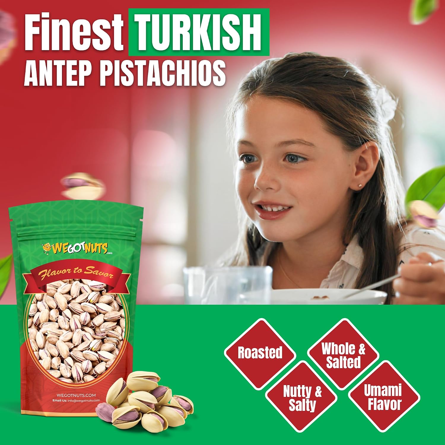 Turkish Antep Pistachios 5 Pounds (80oz) - Premium Quality Kosher Roasted Pistachios By We Got Nuts - Natural & Healthy Rich Flavor Snack - Whole, & Salted – Air-Tight Resealable Bag Package
