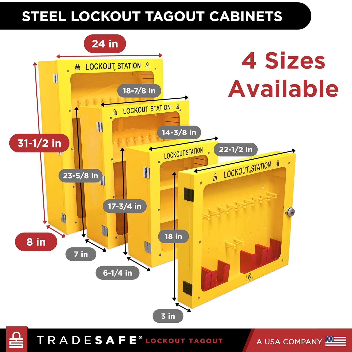 TRADESAFE Lockout Tagout Cabinet, Lock Out Tag Out Station Unfilled - No Loto Devices Included, Wall-Mountable Lockout Tagout Station Cabinet, Loto Box 24 x 8 x 31-1/2 inches