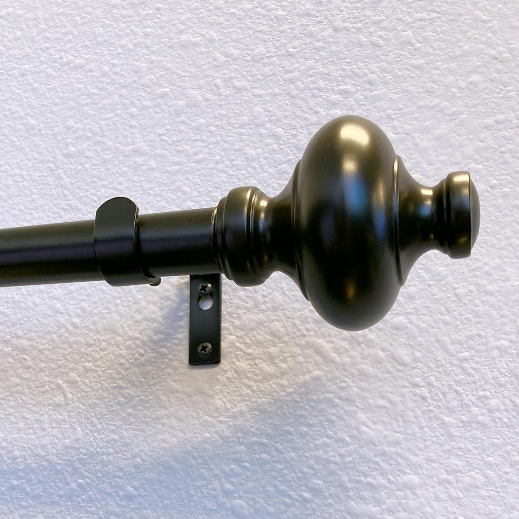 Cardiff 12-20 Inch Adjustable Side Curtain Rod Set Pair, 1 Inch Diameter in Black (Pack of 4)