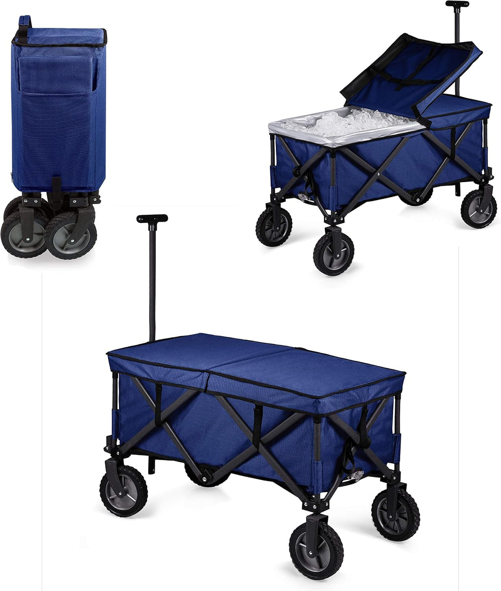 PICNIC TIME Brand Adventure Wagon Elite Folding Wagon With Table Top Lid & Soft Cooler Liner