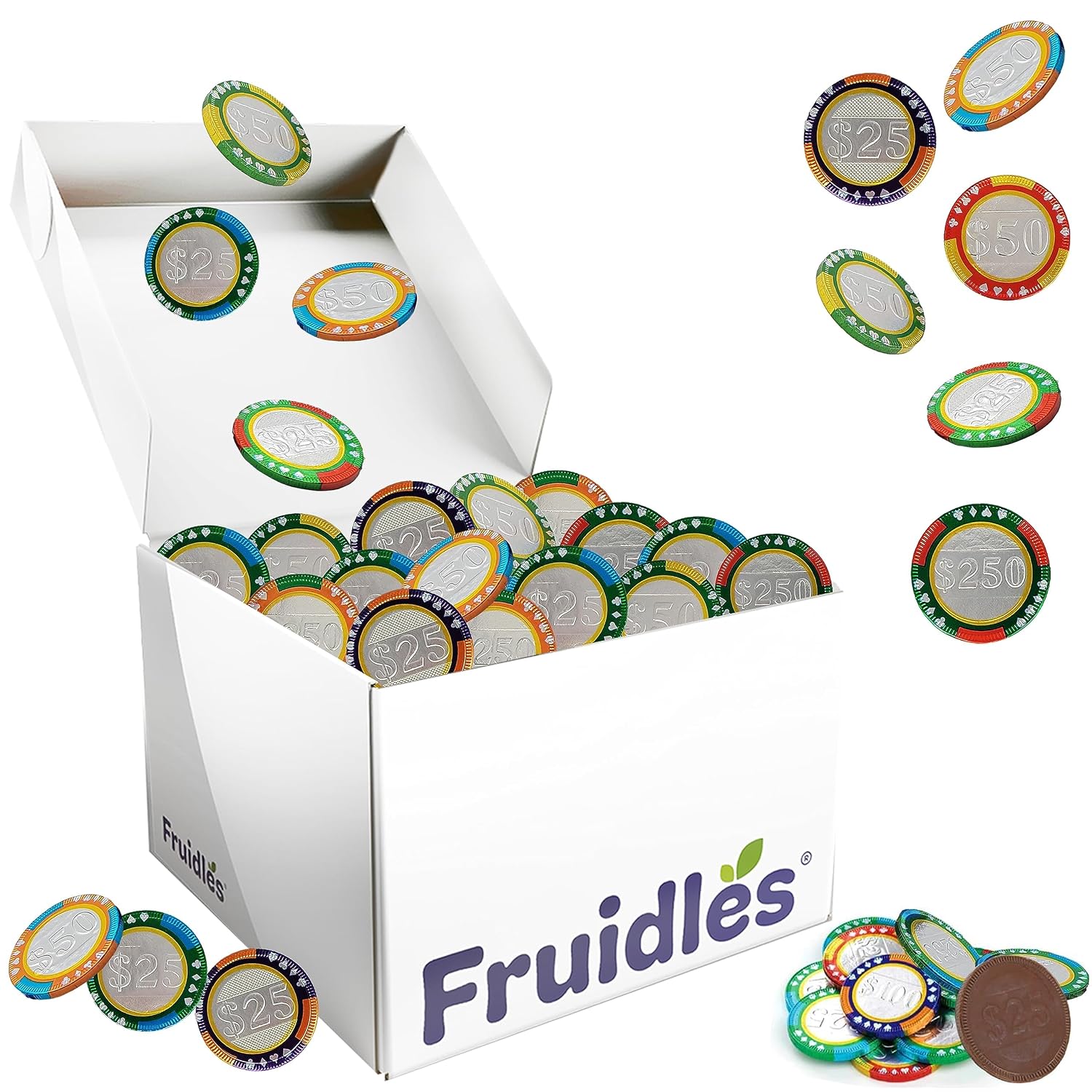 Fruidles Casino Poker Chips - Belgian Milk Chocolate Coins, Kosher Certified Dairy, Non GMO (20 Pounds (Bulk))