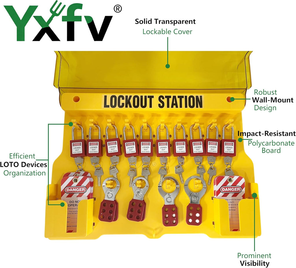 Lockout Tagout Station with Loto Devices, 14 Safety Padlocks, 6 Hasps, 40 Do Not Operate Tags, Lock Out Tag Out Kit Board, OSHA Compliant Industrial Safety Supply
