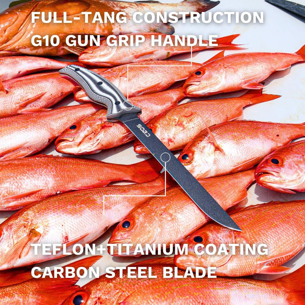 SORD Fillet Knife - 5-9' Filet Knives For Fish - Razor Sharp Boning Knife - Saltwater and Freshwater Fishing - Includes Kydex Sheath - Full Tang Blades | G10 Non Slip Grip | Corrosion Resistant