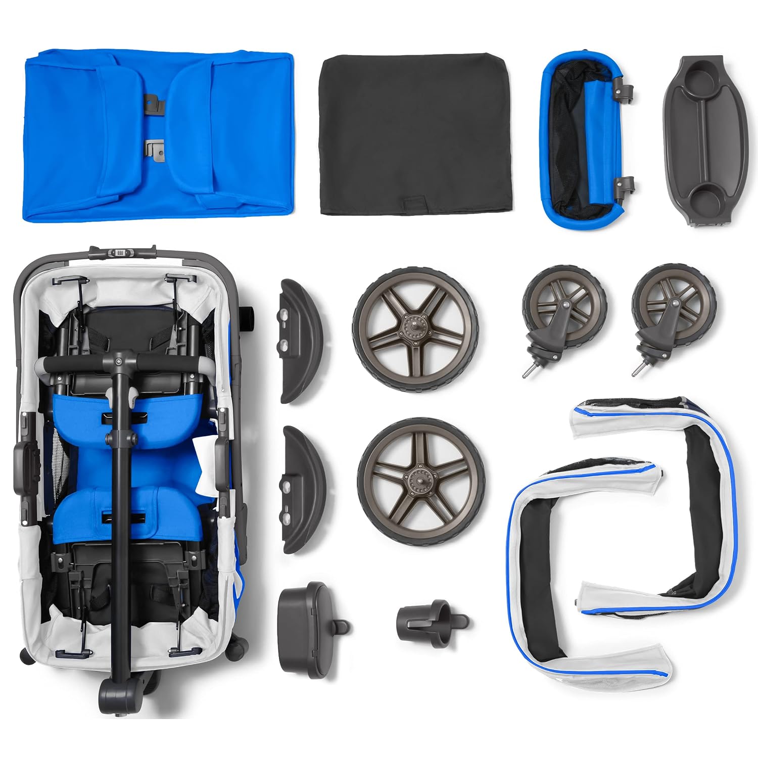 Gladly Family Anthem2 2-Seat All-Terrain Wagon Stroller with Easy Push and Pull, Removable XL Canopies, and Sturdy, Safe Folding for Storage and Transport, Electric Silver