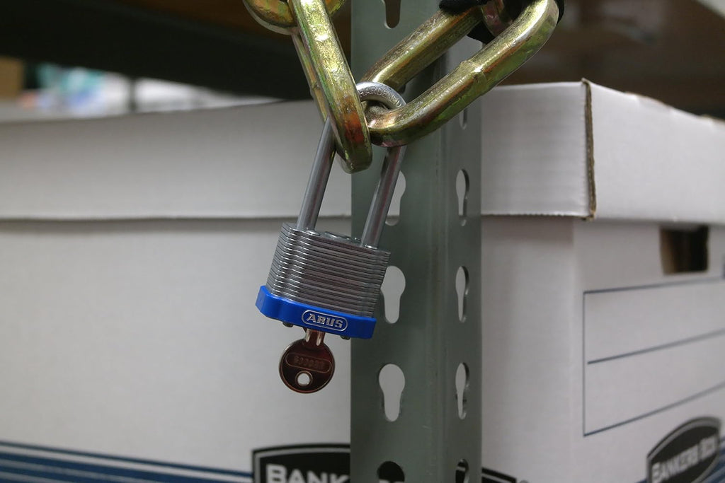 ABUS 41/40 Laminated Steel Safety Padlock Yellow Bumper Keyed Alike, Long 2' Shackle, Pack of 6 (19345)
