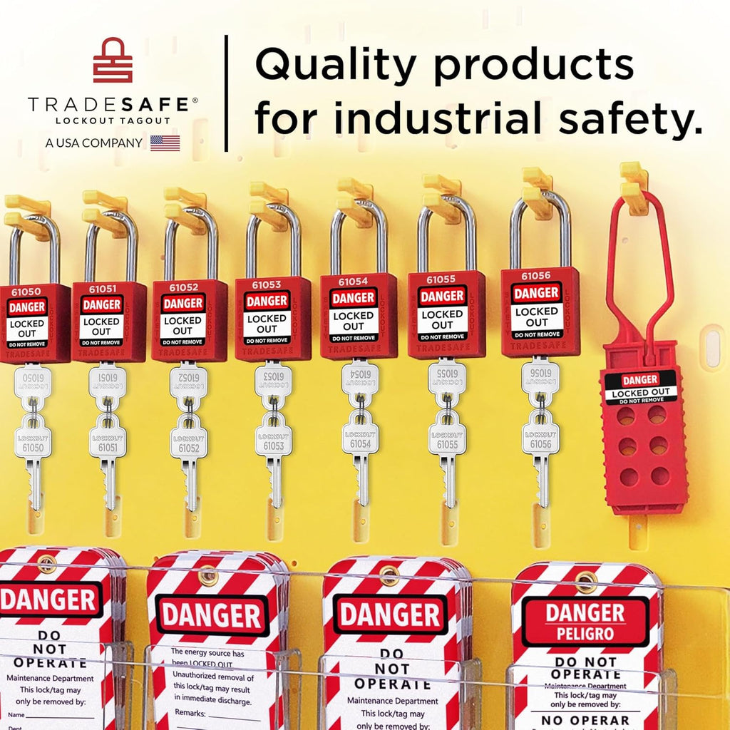 TRADESAFE Lockout Tagout Station - 105 Loto Devices, Loto Locks, Breaker Lockout Devices, Loto Tags, Lockout Hasp, Cable Lock, Lock Out Tag Out Kit Board, OSHA-Compliant