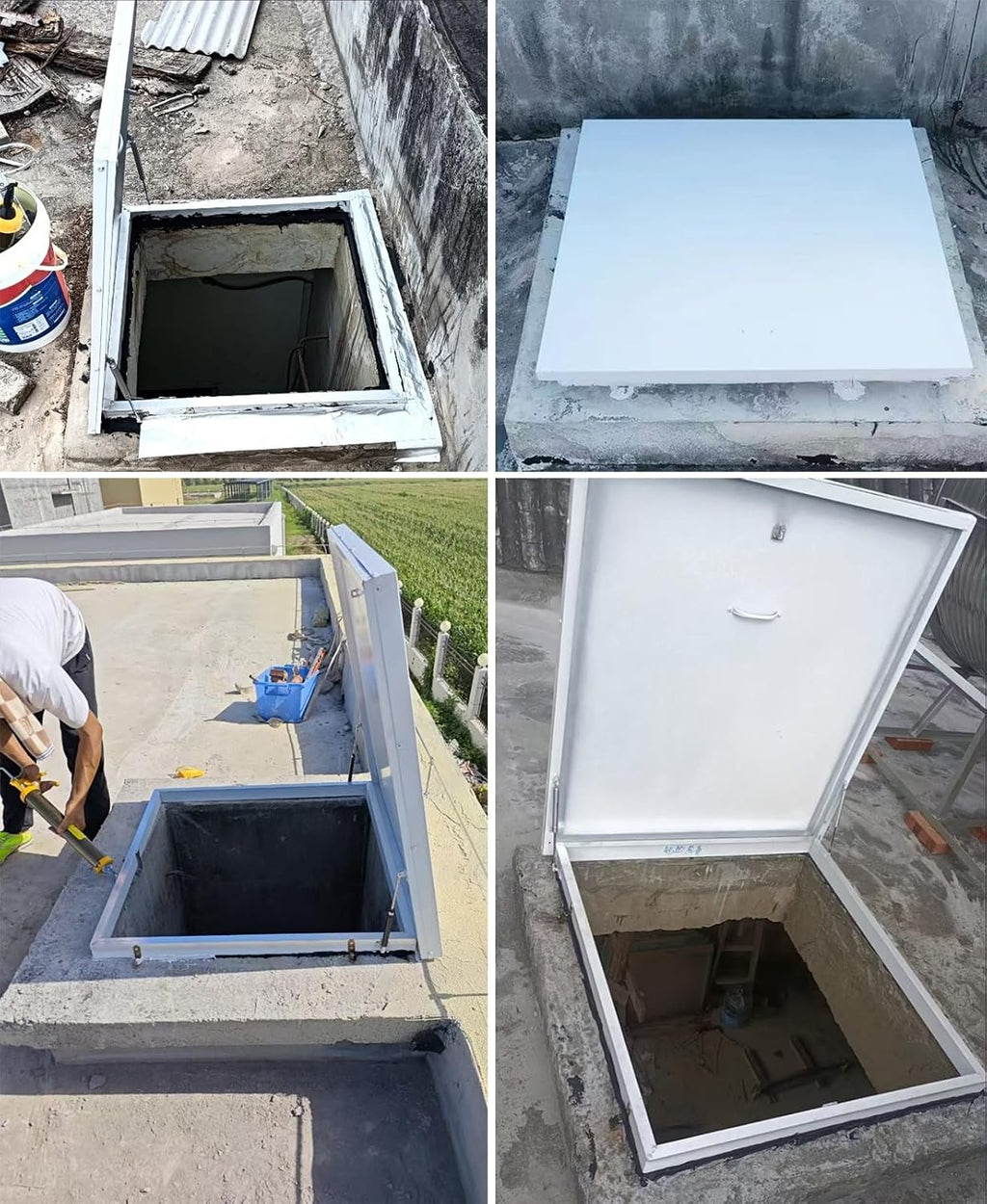 Roof Hatch Flat Roof Security Door with Hasp Latch, Ceiling Hatch Lid with Installation Accessories, Heavy Duty Manhole/Cellars Exit Cover for Repairs(45x45cm-17.7x17.7)