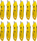 Rapid Edge Utility Knife, Heavy-Duty Safety Knife with Light, Includes Extra Serrated Utility Knife Blades, Made of Die-Cast Alloy Steel, Yellow, 12-Pack