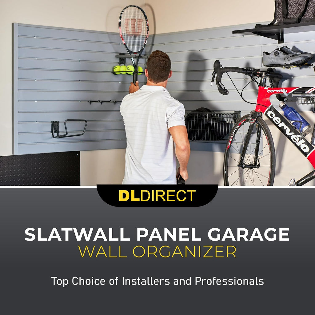Heavy Duty 4x4 PVC Garage SlatWall Storage System (with Endcaps & Screws) - Modular Slat Wall Paneling for Garage Wall Organizer - Interlocking SlatWall Panels for Home & Commercial Use (Black)