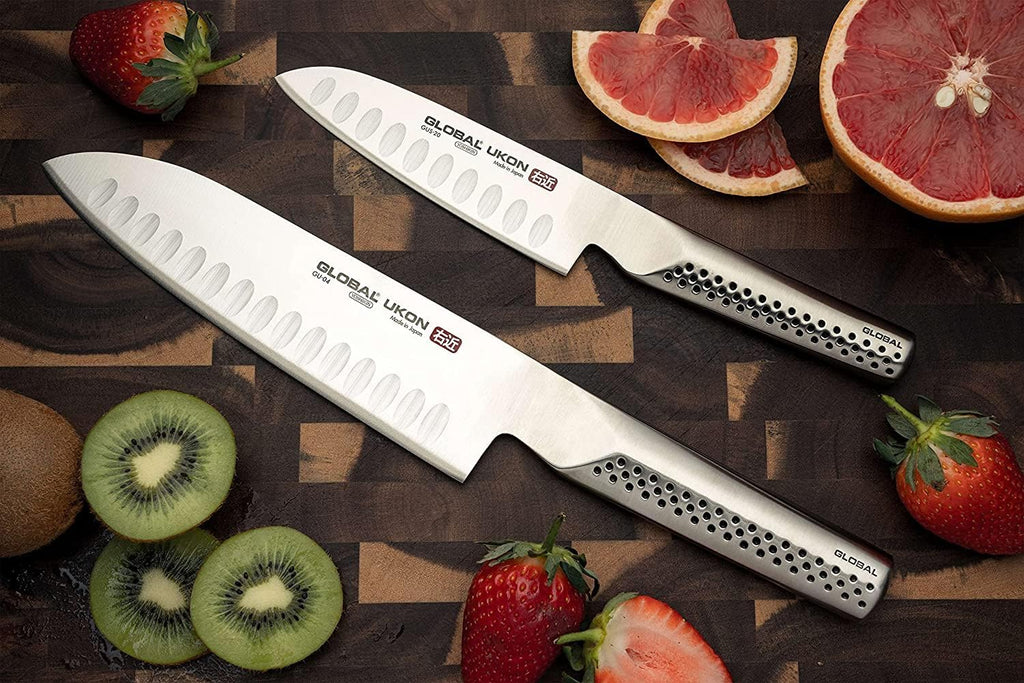 Global Ukon 6 inch Serrated Utility Knife - Lightweight Japanese Stainless Steel, Razor Sharp Edge, Ambidextrous Thumb Rest, Made in Japan, GUS-22