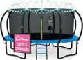 JoyBerri Trampoline Outdoor - Upsurge ASTM Certified Safe 8Ft 10Ft 12Ft 14Ft 15Ft 16Ft Recreational Trampoline for Kids and Adults. Anti-Rust Coating with Enclosure Net, Ladder, Sprinkler & LED Lights