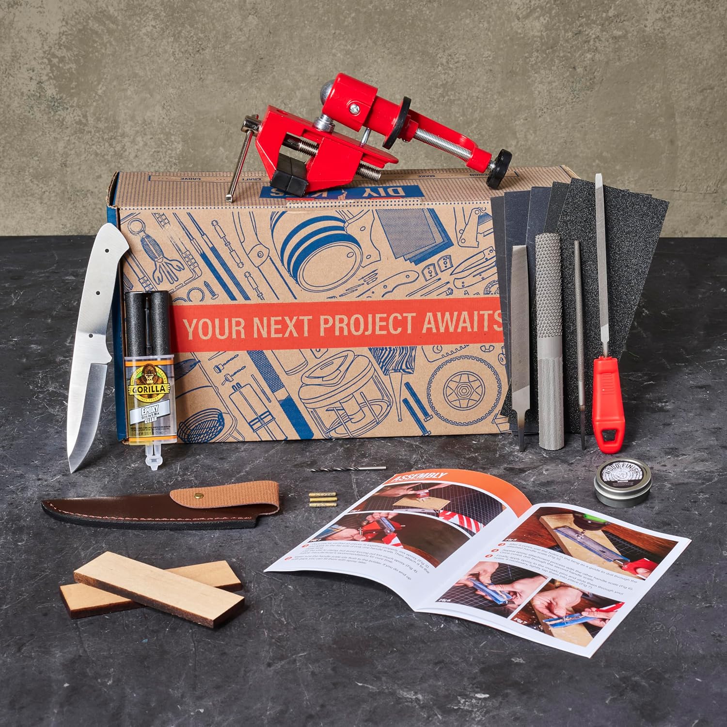 Man Crates Knife Making Kit – Includes Shawnee Skineer Blade, Maple Handle, Leather Sheath And Step-by-Step Knife Making Guide – Awesome DIY Gift For Men