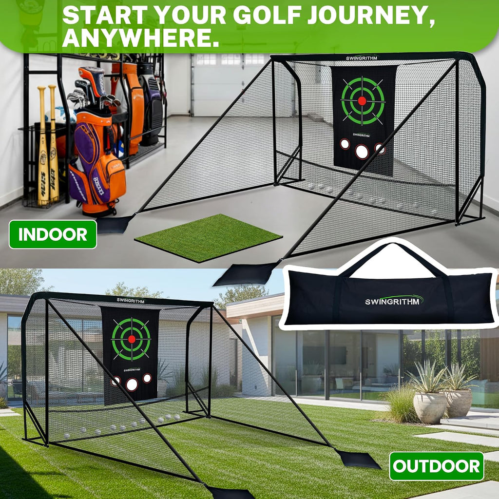 Golf Practice Hitting Net for Driving Real Balls - 10x7ft Heavy Duty Golf Nets for Backyard with Hitting Target Indoor & Outdoor Driving Range Practice, Portable with Carry Bag