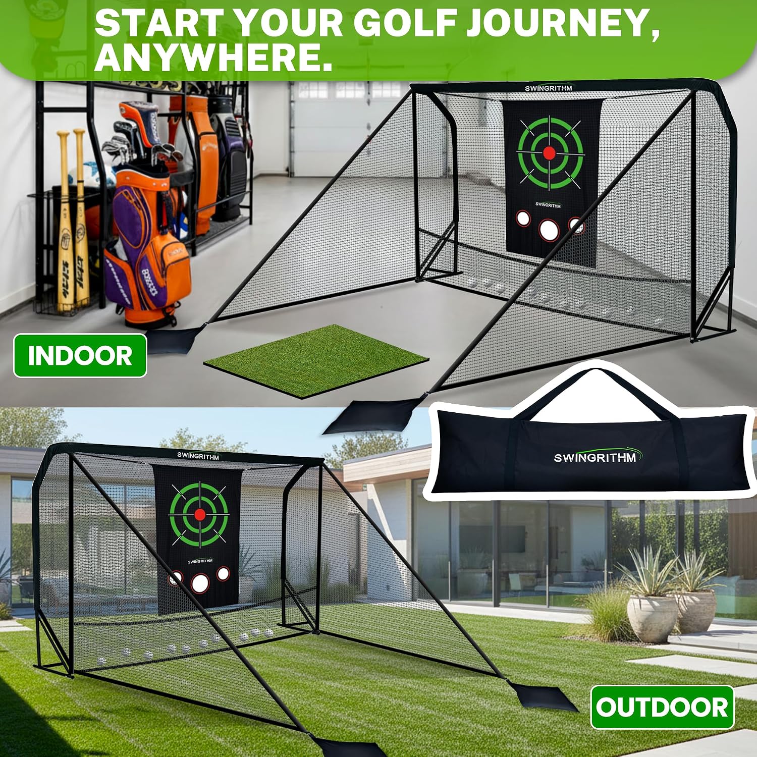 Golf Practice Hitting Net for Driving Real Balls - 10x7ft Heavy Duty Golf Nets for Backyard with Hitting Target Indoor & Outdoor Driving Range Practice, Portable with Carry Bag