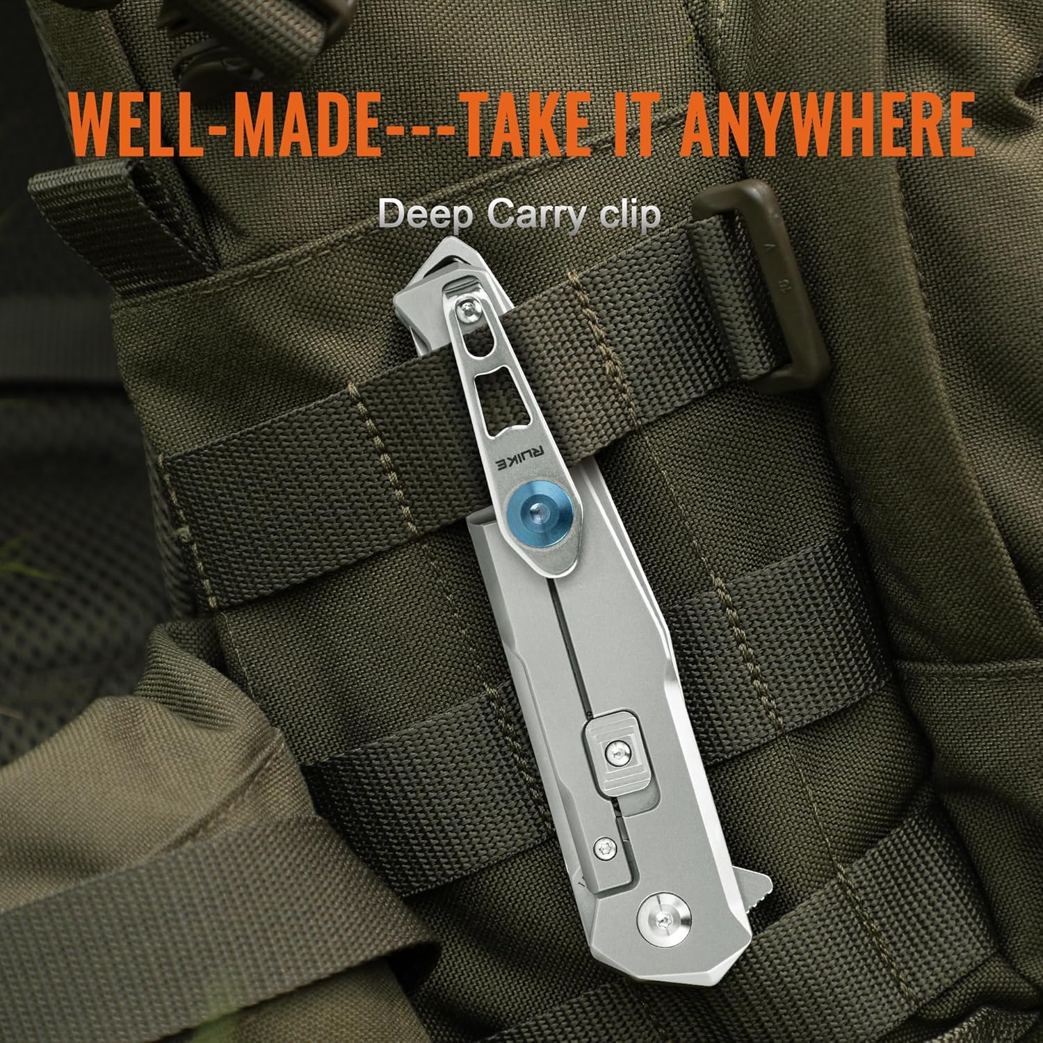 Ruike M108-TZ Folding Pocket Knife for Men,TC4 Titanium Lightweight Aolly Handle,Pearlized 154CM Stainless Blade,EDC Belt Clip,Frame Lock, Bushcraft Camping,Outdoor, Hunting,Survival Tool,Father Gifts
