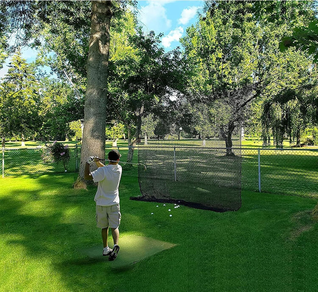 Aoneky Heavy Duty Knotless Golf Hitting Net, Practice Net with Reinforced Rope Edge, 1' Square Mesh 3mm Polyester Netting for Baseball Soccer Hockey Backyard Driving Cage Indoor Outdoor Use
