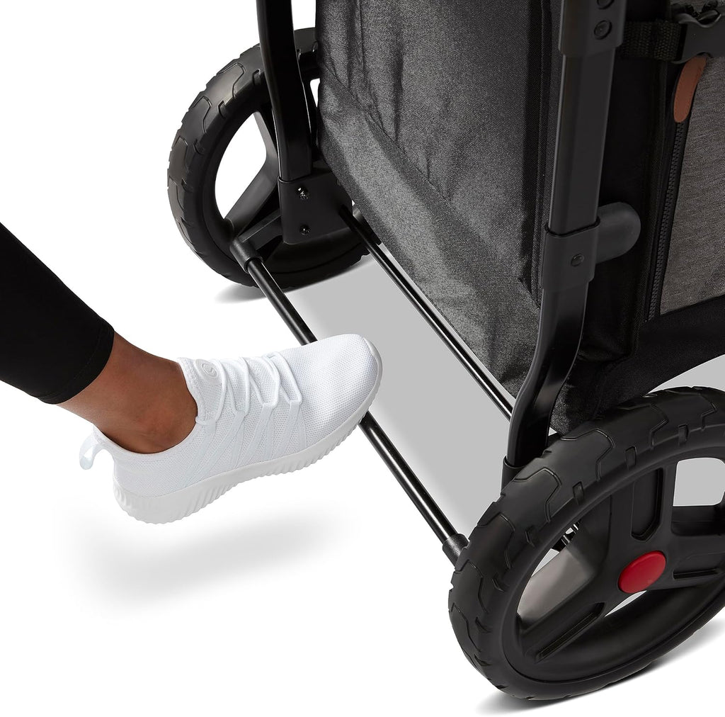 Radio Flyer Atlas Stroll 'N Wagon, Atlas Gray, for Ages 1+, 3-in-1 Push or Pull Versatility, One-Hand Fold, UV Canopy, 5-Point Harnesses, Storage Capabilities, Rubber Wheels, Stroller Wagon for Kids