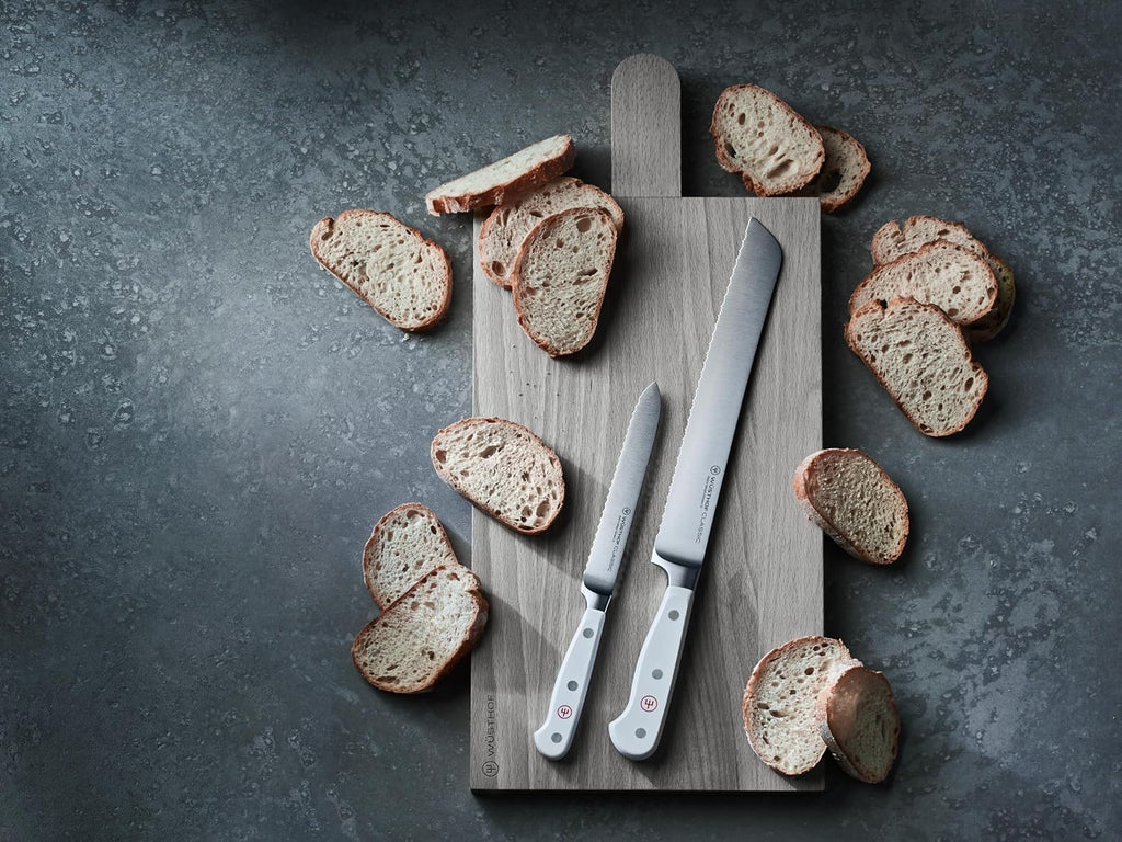 Wusthof Classic White 9 Inch Bread Knife (1040201123), Double Serrated Edge, Precision Forged High-Carbon Stainless Steel Blade
