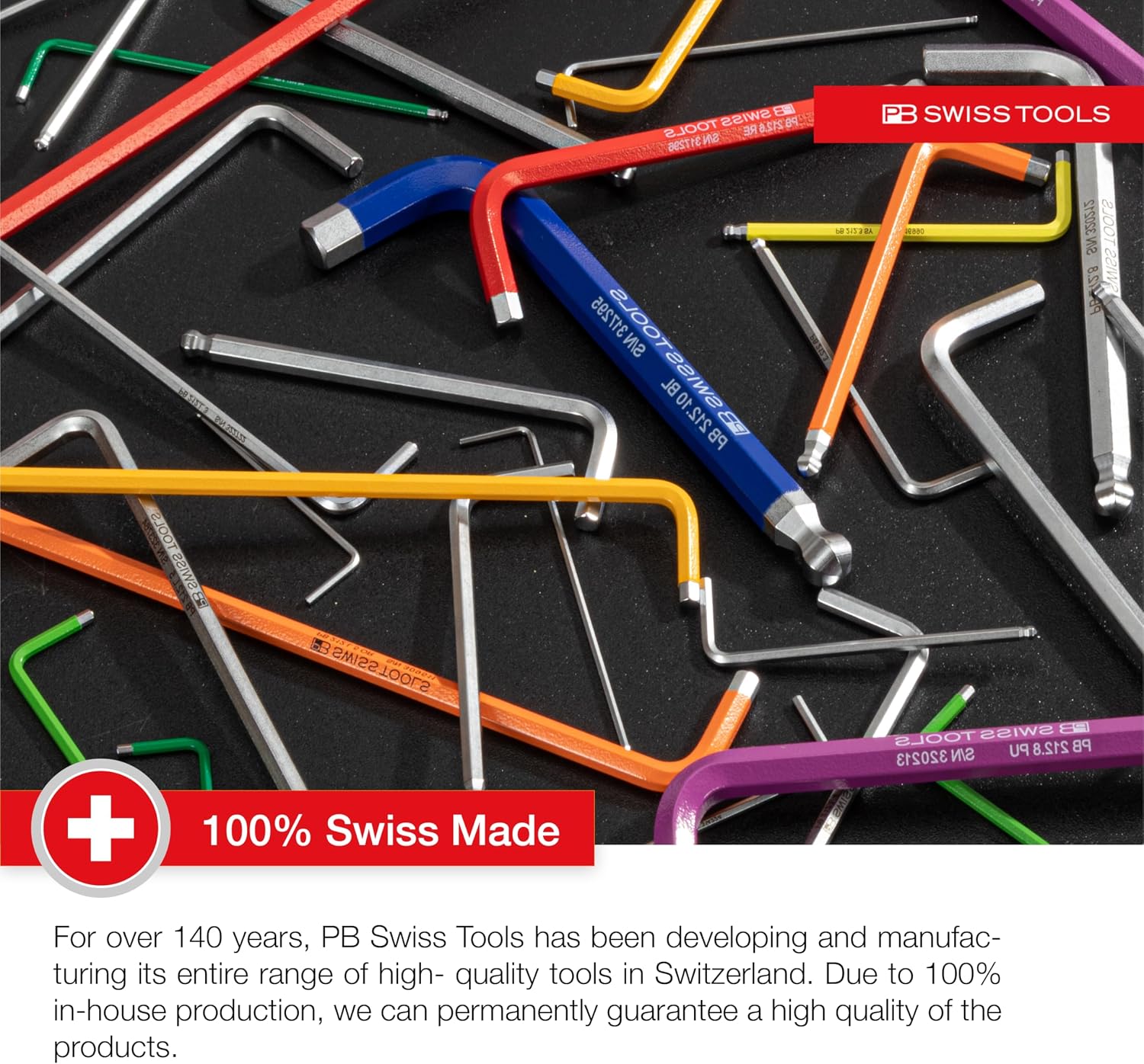 PB SWISS TOOLS Allen Key Set PB 212Z.LH-12 | 100% Swiss Made | 12-Piece Long Hex Key Set with Ballpoint, Inch Sized, for Screwdriving Work in Industry and Handcraft