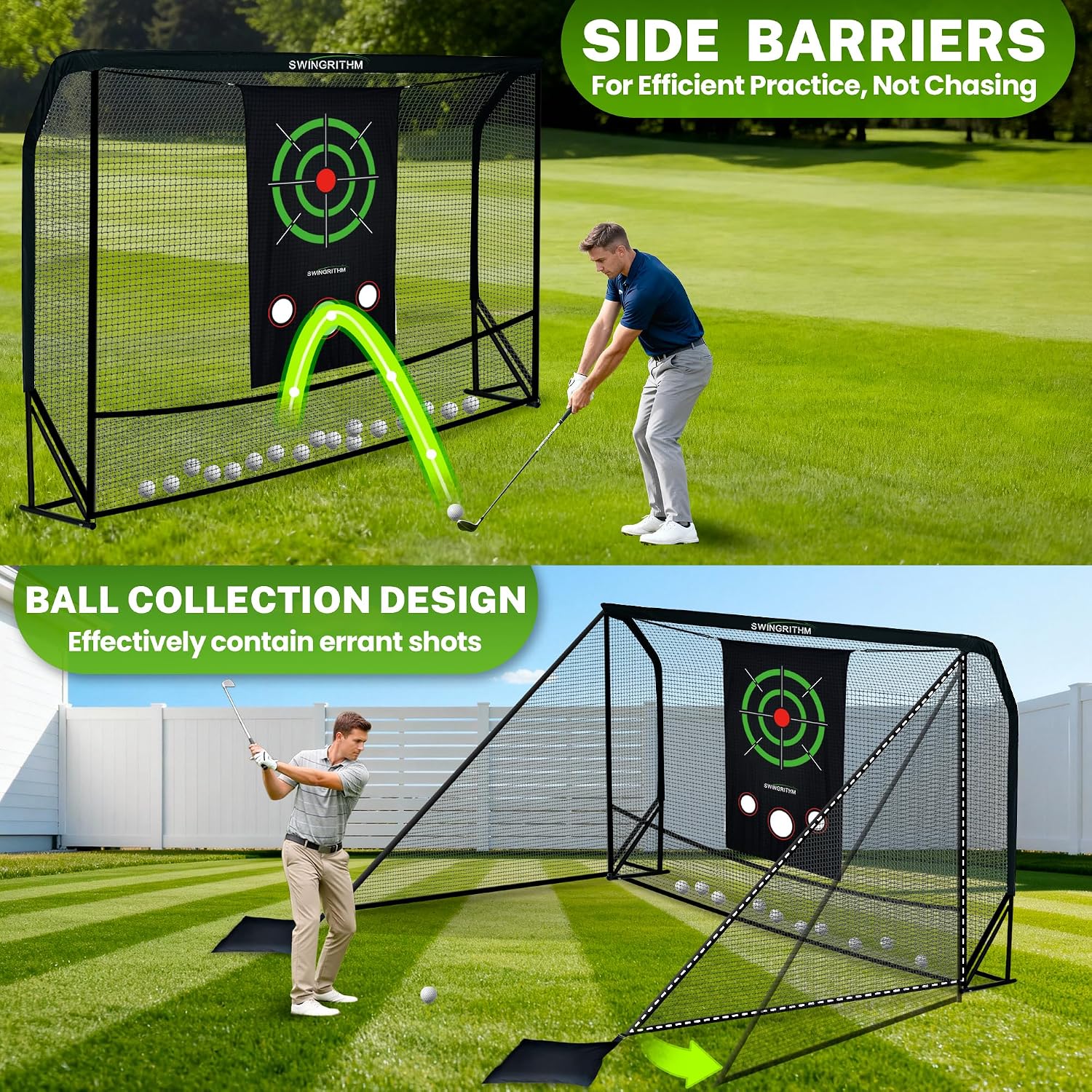 Golf Practice Hitting Net for Driving Real Balls - 10x7ft Heavy Duty Golf Nets for Backyard with Hitting Target Indoor & Outdoor Driving Range Practice, Portable with Carry Bag