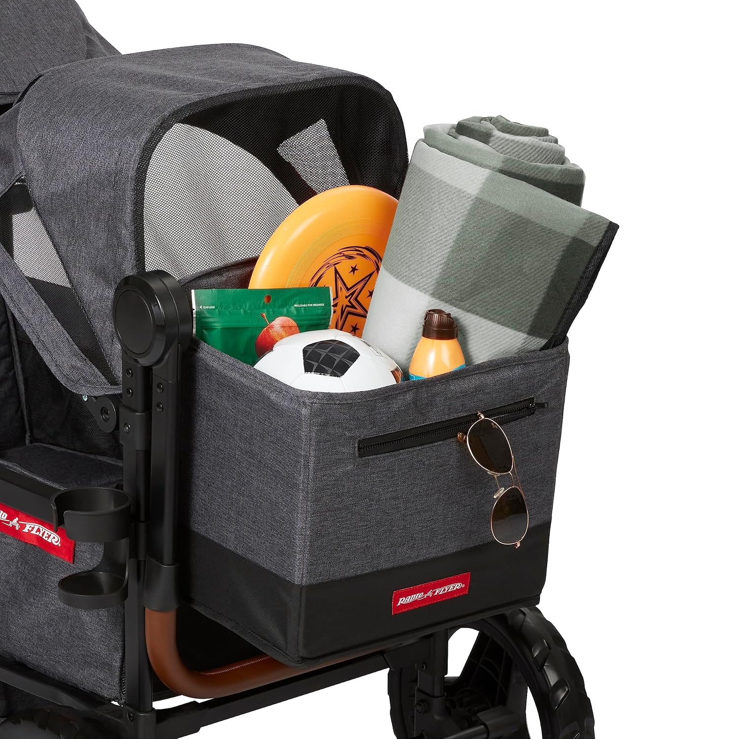 Radio Flyer Voya Stroller Wagon, for Toddlers and Kids 6+ Months, Push or Pull, 2 Seats, Dual Sun Canopies, Compact Fold, Lightweight, Storage Space, 5-Point Harnesses, Stroller Wagon for Kids