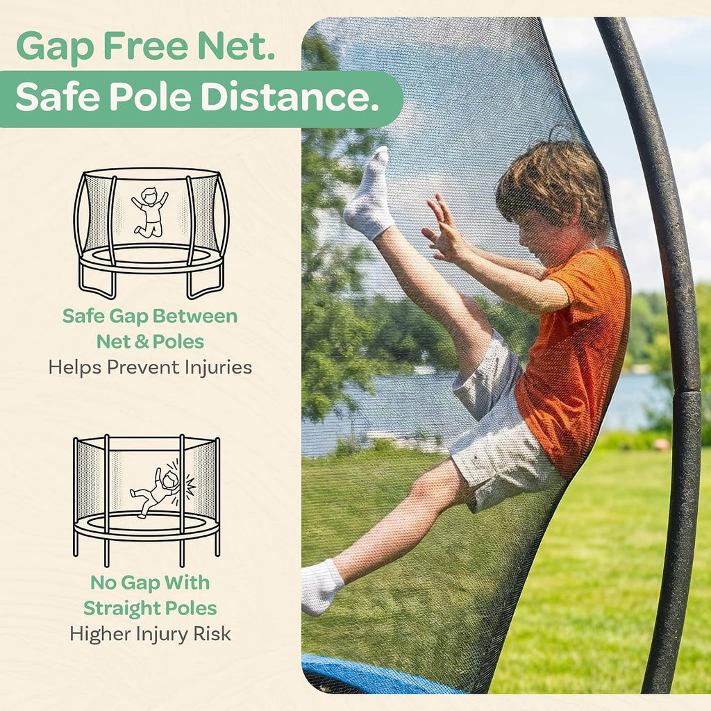 JoyBerri Trampoline Outdoor - Upsurge ASTM Certified Safe 8Ft 10Ft 12Ft 14Ft 15Ft 16Ft Recreational Trampoline for Kids and Adults. Anti-Rust Coating with Enclosure Net, Ladder, Sprinkler & LED Lights