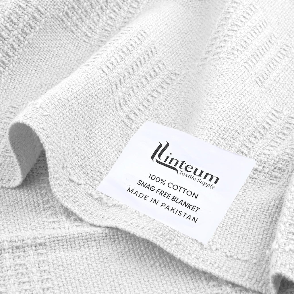 Linteum Textile Supply Institutional Snag-Free 66x90 Hospital Blanket—Durable, Lightweight & Compressed—Ideal for Healthcare Facilities, Nursing Homes & Shelters, 6 Pack (White)