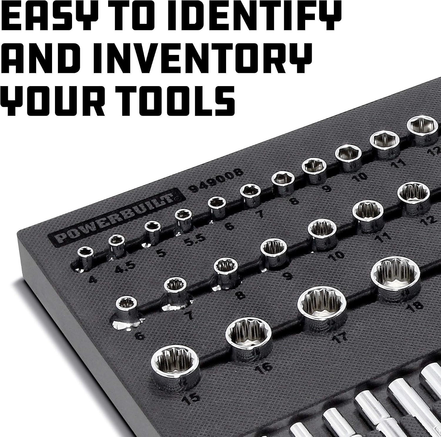 Powerbuilt 85 Piece Metric Master Socket Set, 1/4, 3/8, and 1/2 Inch Drive, 6 and 12 Point, Deep and Shallow Sockets, Storage Organizer - 949008