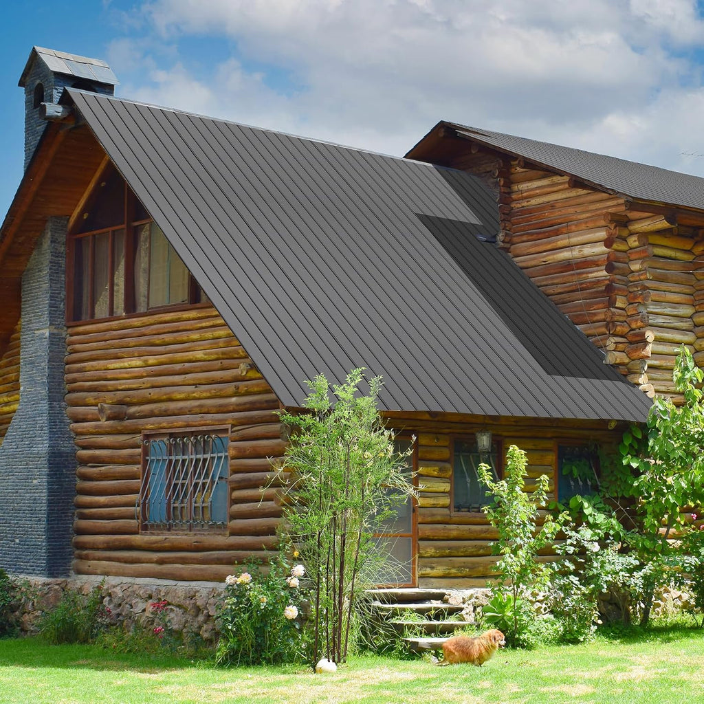 Domi Metal Roofing Panels 20 PCS, Galvanized Steel Corrugated Roof Panels Waterproof Heavy Duty Metal Siding Panels with Screws for Pergola Gazebo Garage Sheds Mobile Home (Grey)