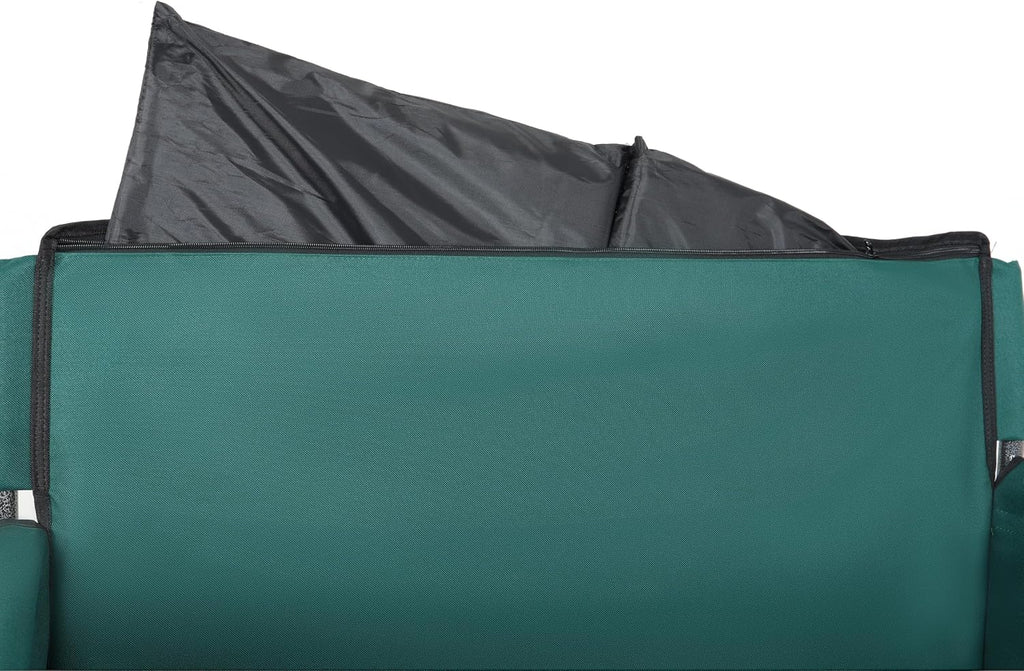 3-in-1 Convertible Folding Wagon Cart with Bench Seat & Storage-500lbs Capacity, 9'x4' Beach Tires for Camping & Beach (Green + Steel)