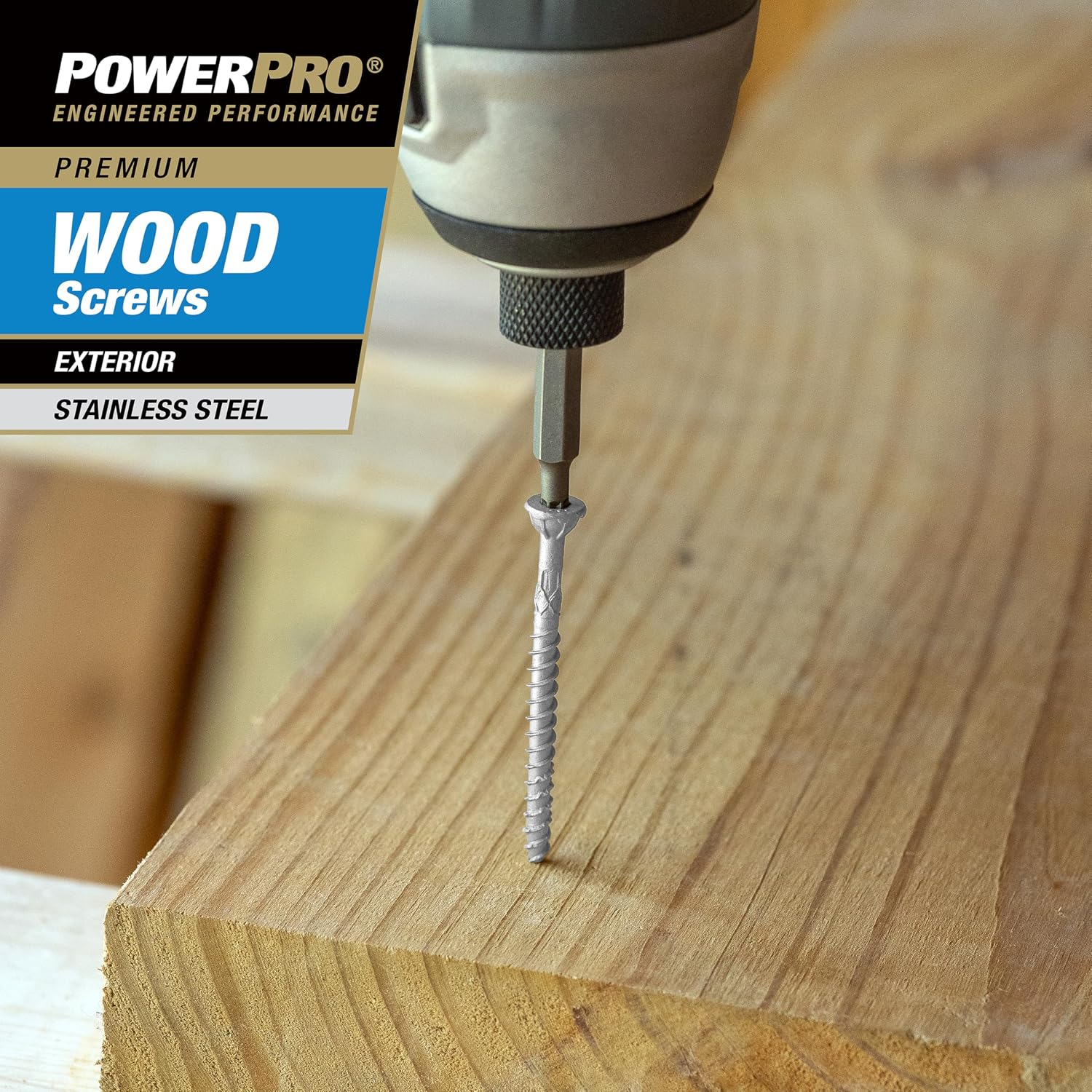 Power Pro 48625 Wood Screws, #8 x 1, Premium Stainless Marine Screws, Rust Resistant, Stainless Steel, 5lb Tub, 860 pcs