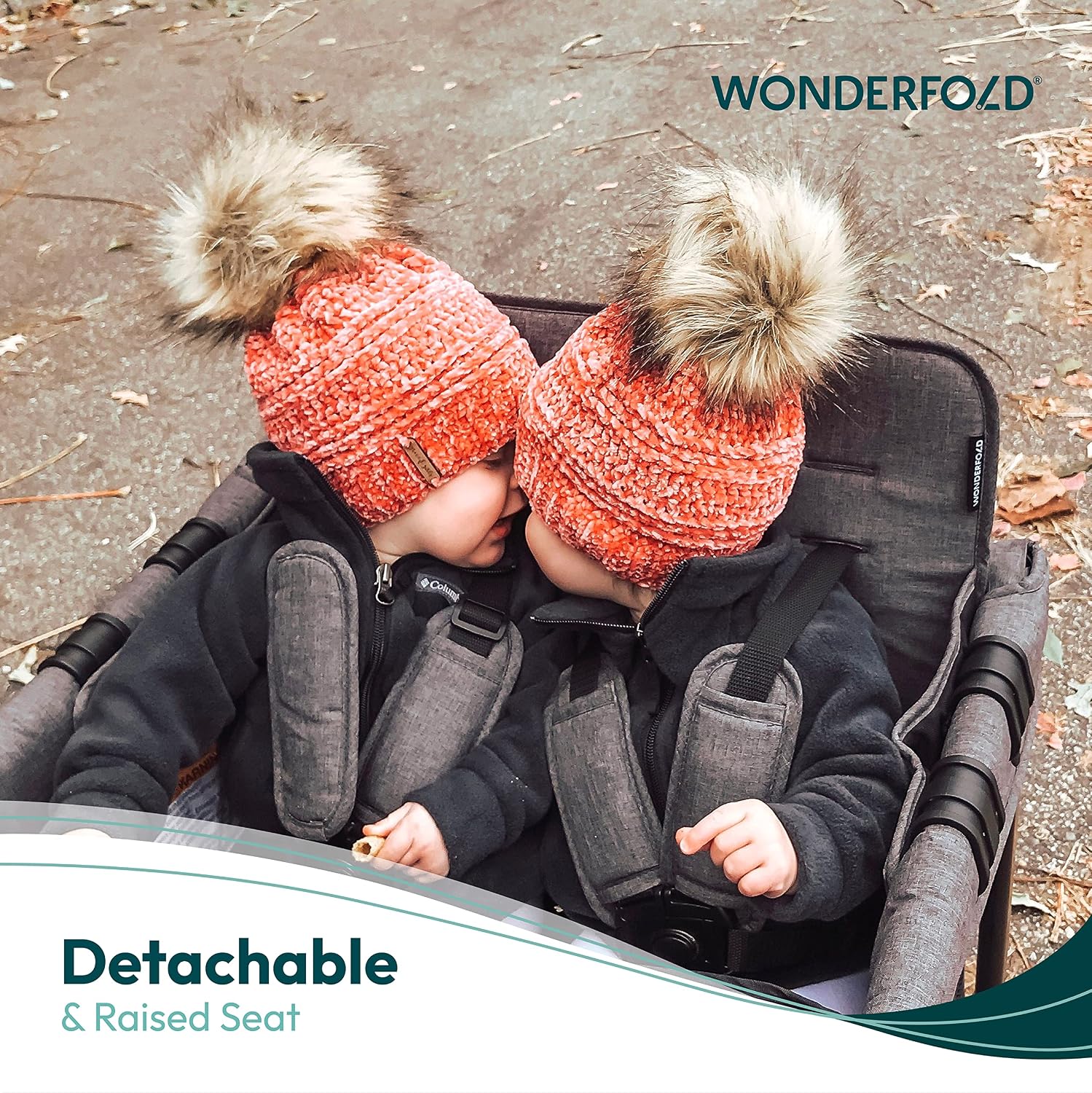 WonderFold W4 Original Stroller Wagon - Foldable Wagon with 5 Point Harness - Adjustable Canopy & Deep Carriage - All-Terrain Wheels - for Babies, Toddlers & Kids - 4 Seater - Black