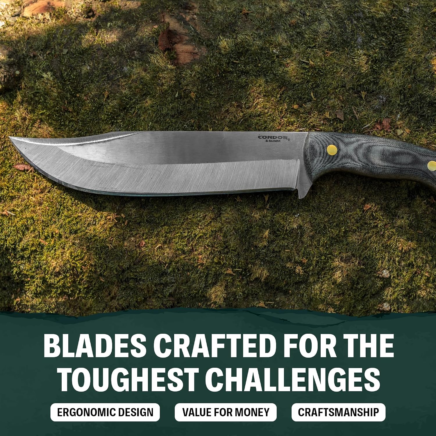 Condor Tool & Knife Plan A Knife - 1075 High-Carbon Steel Blade with Full-Tang Construction - Ergonomic Micarta Handle - Kydex with Leather Belt Loop Sheath - Ideal for Bushcraft, Camping & Survival