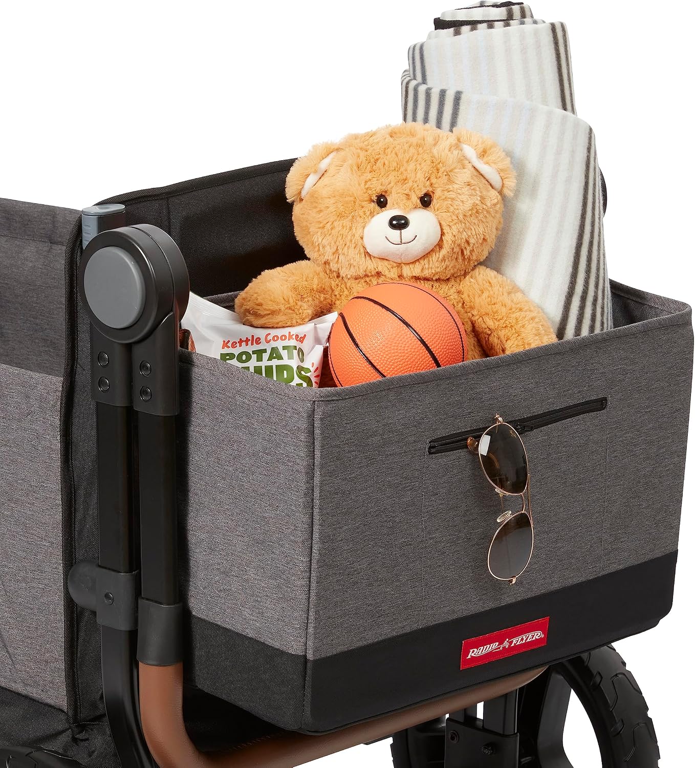 Radio Flyer Atlas Stroll 'N Wagon, Atlas Gray, for Ages 1+, 3-in-1 Push or Pull Versatility, One-Hand Fold, UV Canopy, 5-Point Harnesses, Storage Capabilities, Rubber Wheels, Stroller Wagon for Kids