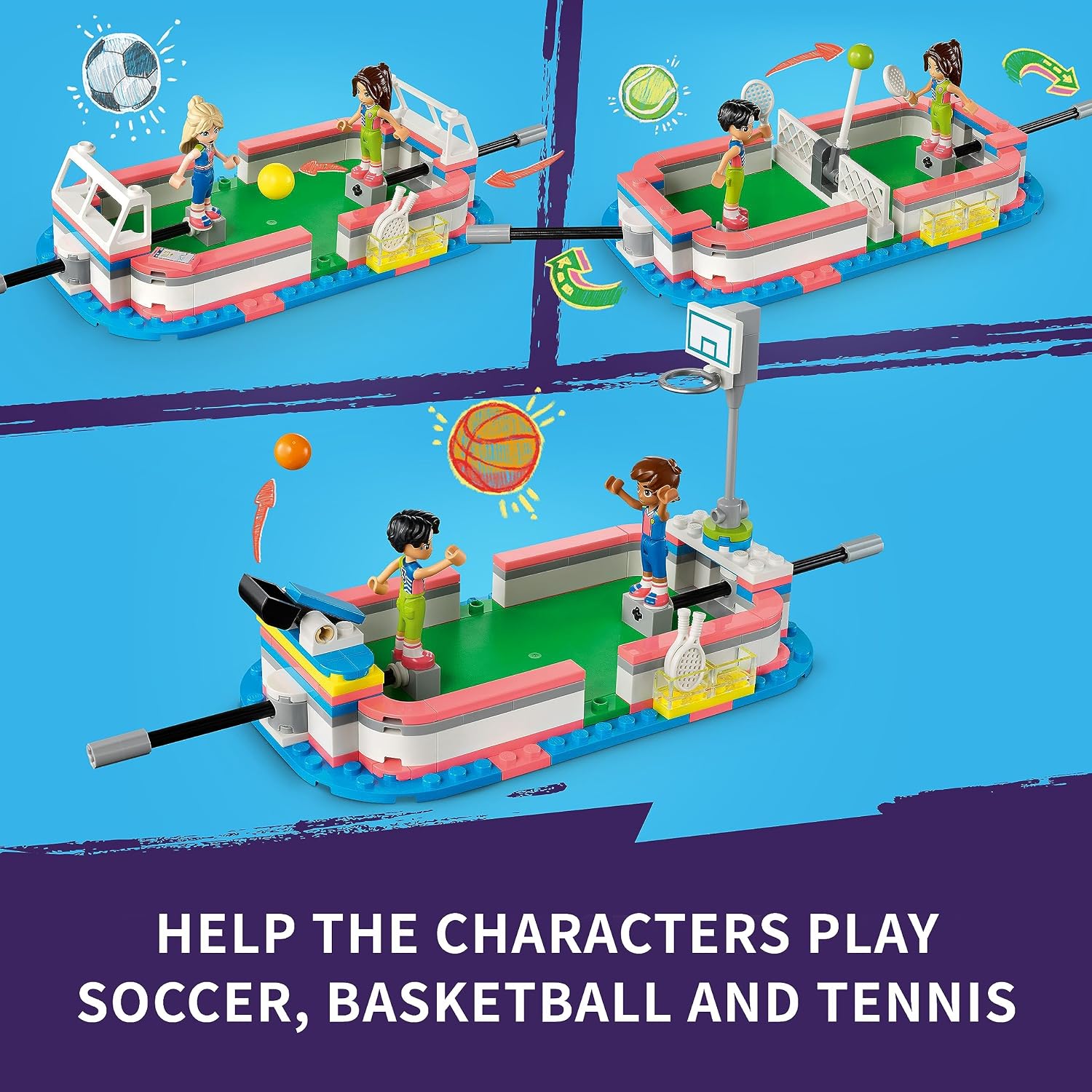LEGO Friends Sports Center 41744 Building Toy Set, Fun for Boys and Girls Ages 8 and up, Includes Football, Basketball and Tennis Games, A Fun Gift for Kids Who Love Sports and Pretend Play