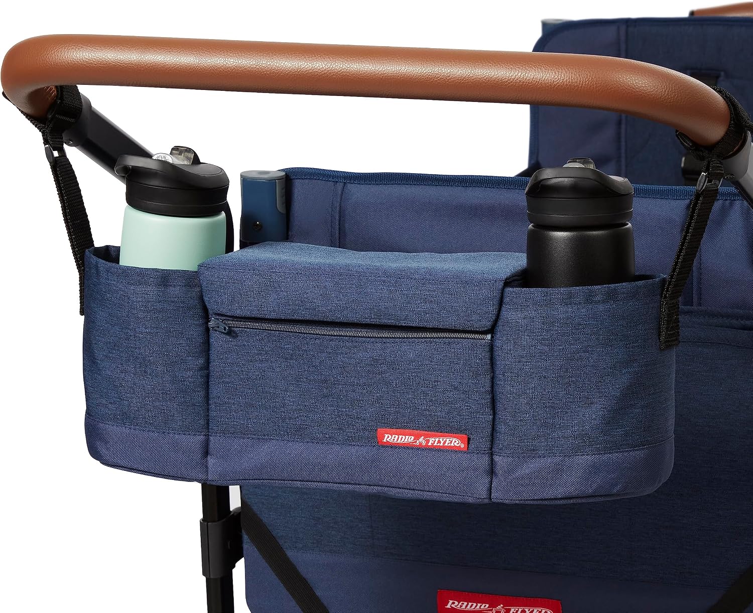 Radio Flyer Atlas Stroll 'N Wagon, Navy Blue, For Ages 1+, 3-in-1 Push or Pull Versatility, One-Hand Fold, UV Canopy, 5-Point Harnesses, Storage Capabilities, Rubber Wheels, Stroller Wagon for Kids