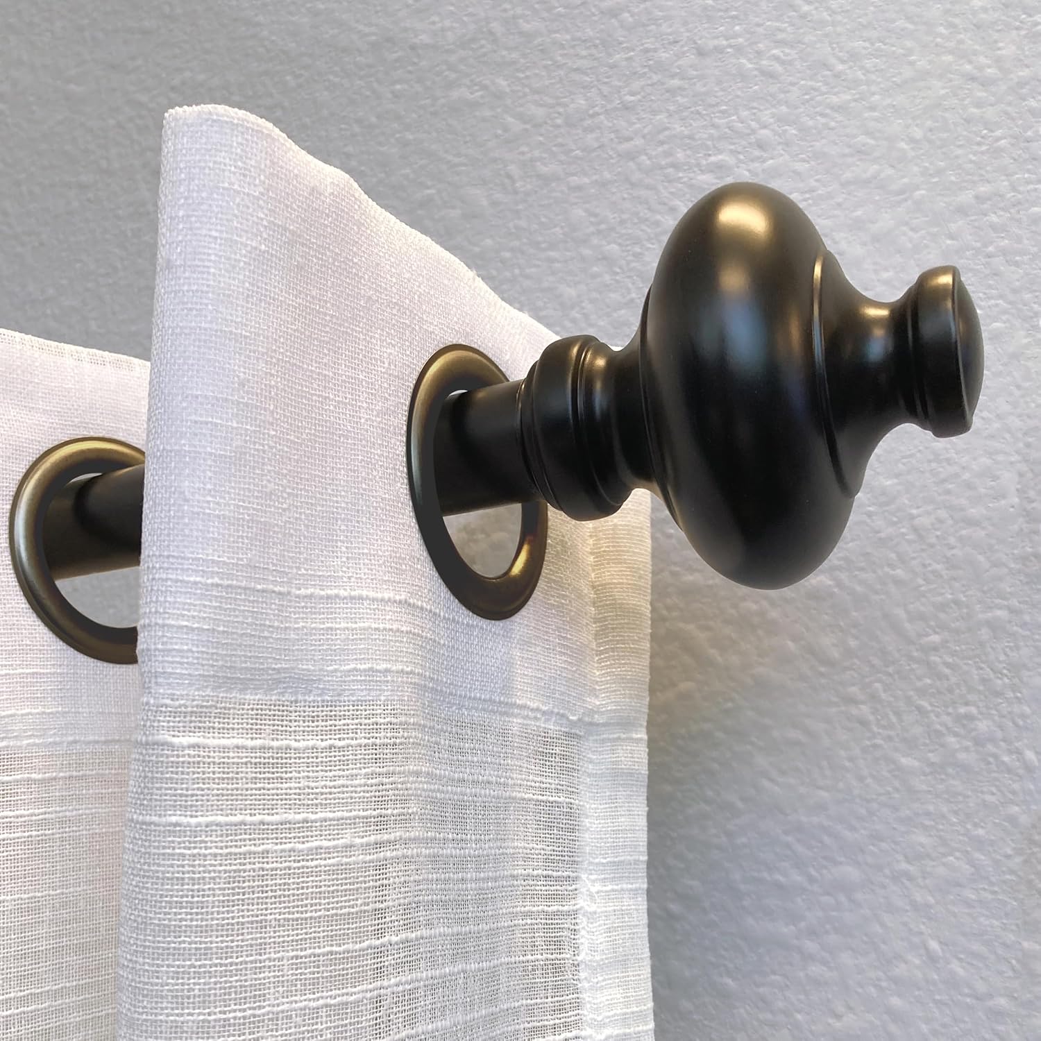 Cardiff 12-20 Inch Adjustable Side Curtain Rod Set Pair, 1 Inch Diameter in Black (Pack of 4)